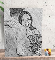 BK Gift Kişiye Özel Karakalem Dekoratif Mini Kanvas Tablo 15x20cm-1