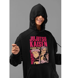 Jujutsu Kaisen Itadori Yuji Baskılı Unisex Oversize Anime Hoodie
