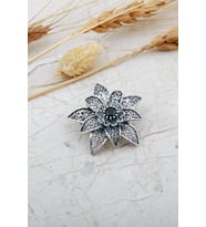 Oniks Taşlı Lotus Telkari Elişi Gümüş Broş 359