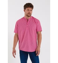 Erkek Koyu Pembe Hakim Yaka Yarım Patlı Ekoseli Kısa Kollu Slim Fit Gömlek 21Y-4300602-1