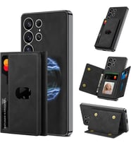 Lexroo Samsung Galaxy S25 Ultra ile Uyumlu Kılıfı Kartlıklı Stand Olabilen M-Safe Şarj Özellikli
