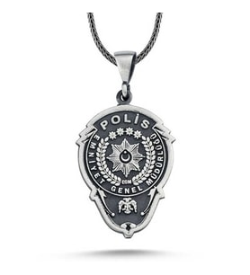 Gümüş Emniyet Teşkilatı Polis Armalı Kolye