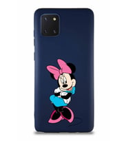 Samsung Galaxy A81 Soft Premier Kapak Minnie Mouse-D Tasarımlı Silikon Kılıf - Lacivert (Şeffaf)