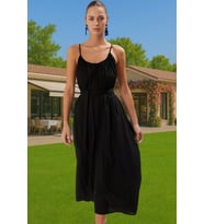 Şık V Yaka Maxi Plaj Elbisesi Bel Detayı Ile Viskoz Polyester Karışım Trend Tasarım