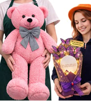 Kişiye Özel Led Işıklı Aynalı Kelebek Buketi ve Pembe Peluş Ayıcık