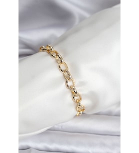 14K Gold Renk Kaplama Lazerli Zincir Model CM Kadın Bileklik TJ-BB8120