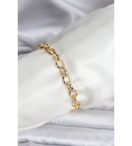 14K Gold Renk Kaplama Lazerli Zincir Model CM Kadın Bileklik TJ-BB8120