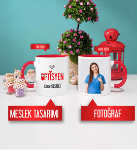Optisyen Kupa Bardak Kırmızı Fotoğraflı
