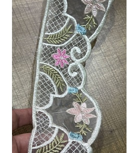8 CM EN NAKIŞ İŞLEME TÜL GÜPÜR ŞERİT DEKORATİF ŞERİT (1 METRE))