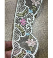 8 CM EN NAKIŞ İŞLEME TÜL GÜPÜR ŞERİT DEKORATİF ŞERİT (1 METRE))