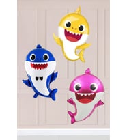 3lü Baby Shark Folyo Balon Paketi Sarı Mavi Pembe Baby Shark Balonlar