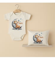 Pia Baby Premium %100 Pamuk İsme Özel Organik Baskılı Çıtçıtlı Bebek Body Ve Yastık Kılıfı 5032-19 (Ekru)