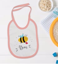 BK Kids Kişiye Özel Pembe Bebek Mama Önlüğü - Model 165