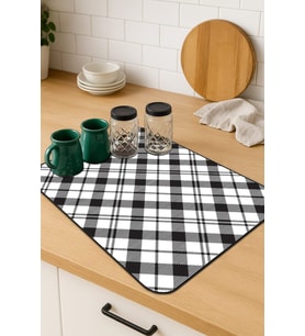 Siyah Ekoseli Microfiber Bulaşık Kurutma Kurulama Matı MM004