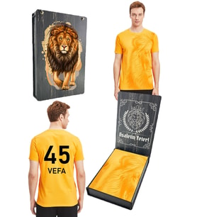 Galatasaray Orijinal Lisanslı Aslan Baskılı Sarı Kişiye Özel T-Shirt Hediyelik Ahşap