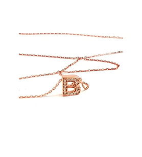 minimal gümüş rose b harfi kolye