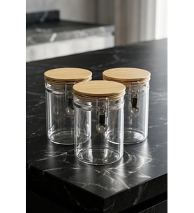 Mada 950ml 14 Cm 3 Lü Kelepçeli Vakumlu Boroslikat Cam Set