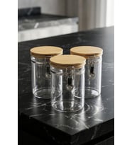 Mada 950ml 14 Cm 3 Lü Kelepçeli Vakumlu Boroslikat Cam Set (Bambu)