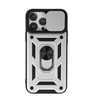 iPhone 13 Pro Max Kılıf Pars Lens Yüzüklü Silikon - Gümüş