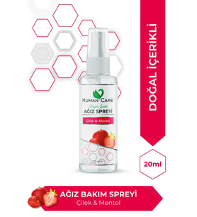 Human Care Ağız Spreyi - Çilek & Mentol - Bitkisel İçerikli Ağız Kokusu Önleyici Ferahlatıcı