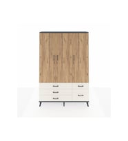Arges Dolap 5 Raflı 5 Çekmeceli Tek Askılı 132x30x195 Antrasit-Çam/Aytaşı