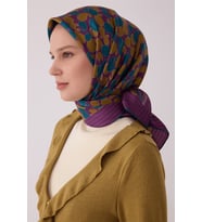 Etnik Desen %100 Twill İpek Eşarp BE22
