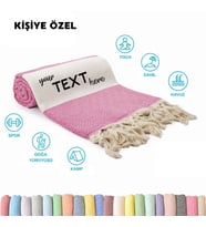 Kişiye Özel Elmas Desenli Nakışlı Peştemal – İsim Yazılı Oversize Türk Plaj Havlusu – Banyo Havlusu (Pembe)