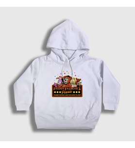 Presmono Unisex Çocuk Beyaz Pizza Fnaf Five Nights At Freddy's Kapüşonlu Sweatshirt 471501tt (Beyaz)