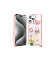 Apple iPhone 15 Pro Max Uyumlu Kılıf Parlayan Simli Kabartma Figürlü Zore Cevze Kapak (Pembe)