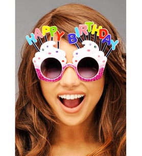 Nessiworld Happy Birthday Yazılı Beyaz Fuşya Renk Parti Gözlüğü 12x7 cm
