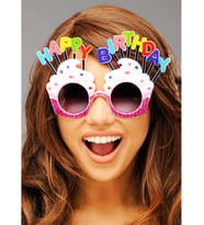 Nessiworld Happy Birthday Yazılı Beyaz Fuşya Renk Parti Gözlüğü 12x7 cm