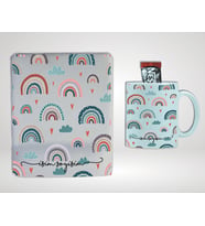 Kişiye Özel Bilek Destekli Mouse Pad & Kupa Bardak Pastel Gökkuşağı Desenli