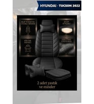 hyundai tucson 2022 Koltuk ve Kılıf uyumlu Minder Lüks Yastık Siyah 2 Minder 2 Yastık
