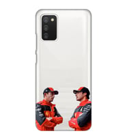 Samsung Galaxy A02S Uyumlu Carlos Sainz ve Charles Leclerc Formula 1 Desenli Şeffaf Kılıfı