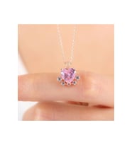 Pink Taşlı Sevgi Tanesi Rose Renk 925 Ayar Gümüş Kolye