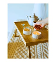 Çizgili Beton Tealight Mumluk 2’li Set – Modern El Yapımı Dekoratif Mumluk