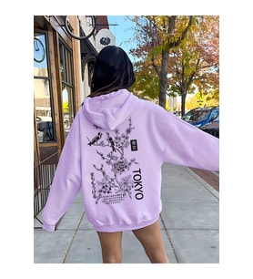 Unisex Tokyo Baskılı Oversize Sweatshirt (Lila)