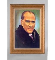 Altın Varaklı Paspartulu Çerçeveli Atatürk Tablo sd704
