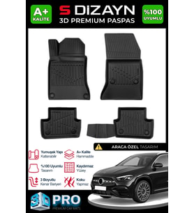 S-Dizayn Mercedes GLA 3D Pro Havuzlu Paspas 2020 Üzeri A+ Kalite