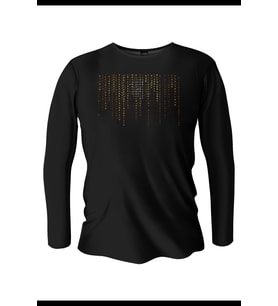 Matrix Baskılı Uzun Kollu Bisiklet Yaka Erkek Siyah T-Shirt
