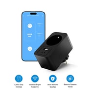 Akıllı Wi-Fi Priz USB Type-C Akım Korumalı Uzaktan Kontrol (Siyah)
