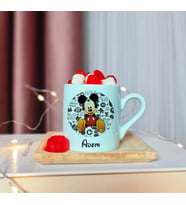Mickey Mouse Tasarımlı Kişiye Özel Yeşil Türk Kahvesi Fincanı