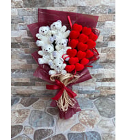 Aşkın Sesi Ayıcık Buketi Beyaz