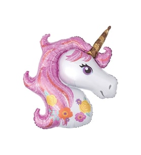 Çiçekli Unicorn Folyo Balon 1 Adet