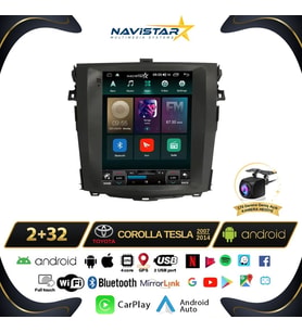 Toyota Corolla Tesla 2007-2014 Model 2GB + 32GB Kablosuz Carplay Navigasyon Multimedya Sistemi