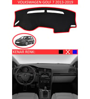 Volkswagen Golf 7 2013-2019 Için Uygun Torpido Koruma Halısı Siyah Kenar Renk Kırmızı
