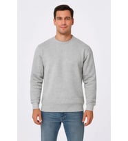 Erkek Üç İplik Düz Bisiklet Yaka SweatShirt - Gri