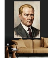 Karizmatik Ve Vakur Lider Atatürk Dekoratif Kanvas - Mdf Ahşap Tablo