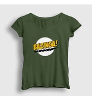 Presmono Kadın Haki Bazinga The Big Bang Theory T-Shirt 181099tt (Haki)
