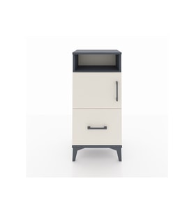 Arges Komodin 2 Raflı Tek Çekmeceli 2 Kapaklı 44x30x96 Antrasit-Aytaşı